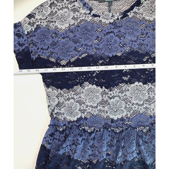 Anthropologie Eva Franco Women's Size XS Sheer Striped Lace Peplum Top Blouse - Picture 4 of 7